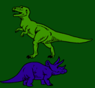 Dibujo Triceratops y tiranosaurios rex pintado por plinch
