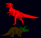 Dibujo Triceratops y tiranosaurios rex pintado por carlos