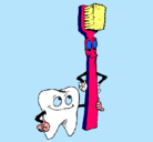Dibujo Muela y cepillo de dientes pintado por LIS