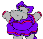 Dibujo Hipopótama con lazo pintado por jasmin