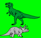 Dibujo Triceratops y tiranosaurios rex pintado por daniel
