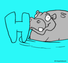 Dibujo Hipopótamo pintado por marina