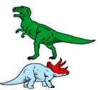 Dibujo Triceratops y tiranosaurios rex pintado por luis