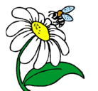 Dibujo Margarita con abeja pintado por flor