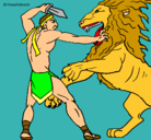 Dibujo Gladiador contra león pintado por sebas3