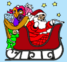 Dibujo Papa Noel en su trineo pintado por yara