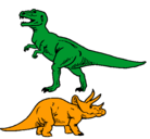 Dibujo Triceratops y tiranosaurios rex pintado por SisterandBrother