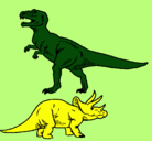 Dibujo Triceratops y tiranosaurios rex pintado por salomon