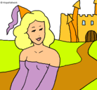 Dibujo Princesa y castillo pintado por claudia