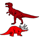 Dibujo Triceratops y tiranosaurios rex pintado por ikert