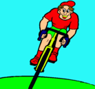 Dibujo Ciclista con gorra pintado por joaquin