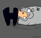 Dibujo Hipopótamo pintado por pedo
