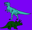 Dibujo Triceratops y tiranosaurios rex pintado por joseangel