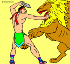 Dibujo Gladiador contra león pintado por SANTIAGO