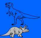 Dibujo Triceratops y tiranosaurios rex pintado por toito