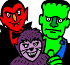 Dibujo Personajes Halloween pintado por xime