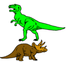 Dibujo Triceratops y tiranosaurios rex pintado por southparkxd