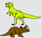 Dibujo Triceratops y tiranosaurios rex pintado por MARGARITA