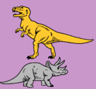 Dibujo Triceratops y tiranosaurios rex pintado por javiervilapouso