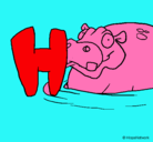 Dibujo Hipopótamo pintado por dani