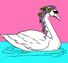Dibujo Cisne con flores pintado por mama