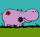 Dibujo Hipopótamo con flores pintado por juanma