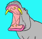 Dibujo Hipopótamo con la boca abierta pintado por LUISAMARIAPAZFELIX