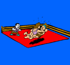 Dibujo Lucha en el ring pintado por Eusebio