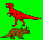Dibujo Triceratops y tiranosaurios rex pintado por roberto