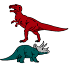 Dibujo Triceratops y tiranosaurios rex pintado por ABRAHAMI