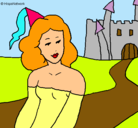 Dibujo Princesa y castillo pintado por alejandra