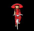 Dibujo China en bicicleta pintado por johana