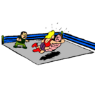 Dibujo Lucha en el ring pintado por amileyx