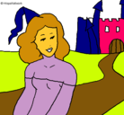 Dibujo Princesa y castillo pintado por mailen