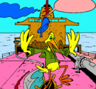 Dibujo Cigüeña en un barco pintado por alexandra