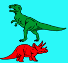 Dibujo Triceratops y tiranosaurios rex pintado por julietayian