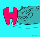 Dibujo Hipopótamo pintado por hellen