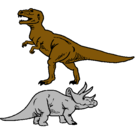 Dibujo Triceratops y tiranosaurios rex pintado por franciscacastro