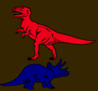 Dibujo Triceratops y tiranosaurios rex pintado por manuel