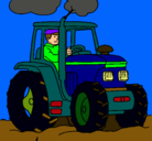 Dibujo Tractor en funcionamiento pintado por david