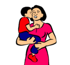 Dibujo Beso maternal pintado por rosme