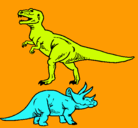 Dibujo Triceratops y tiranosaurios rex pintado por marY