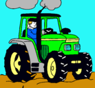 Dibujo Tractor en funcionamiento pintado por EZEQUIEL