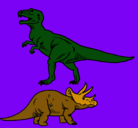 Dibujo Triceratops y tiranosaurios rex pintado por southpark