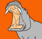 Dibujo Hipopótamo con la boca abierta pintado por andreinalarosa