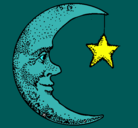 Dibujo Luna y estrella pintado por ina