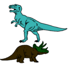 Dibujo Triceratops y tiranosaurios rex pintado por TOTOY
