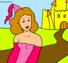 Dibujo Princesa y castillo pintado por MARIFER