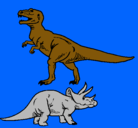Dibujo Triceratops y tiranosaurios rex pintado por samuel