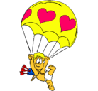 Dibujo Cupido en paracaídas pintado por PEPITA